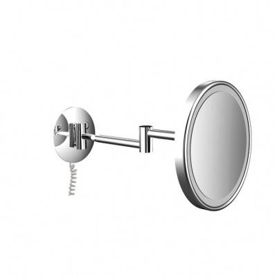 Будкрам купити Дзеркало косметичне настінне 203 мм. з LED підсвічуванням вмикач сенсор дотику, збільшення х3, підключення через кабель, змінна температура світла, хром