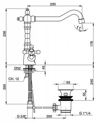 Будкрам купити Charlestone Змішувач д/раковини високий, бронза Charlestone Змішувач д/раковини високий, бронза 2