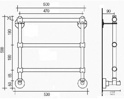 Будкрам купити SOLE Рушникосушка, міжвісь 470мм (535x518,5мм), 3 секції, хром SOLE Рушникосушка, міжвісь 470мм (535x518,5мм), 3 секції, хром 2