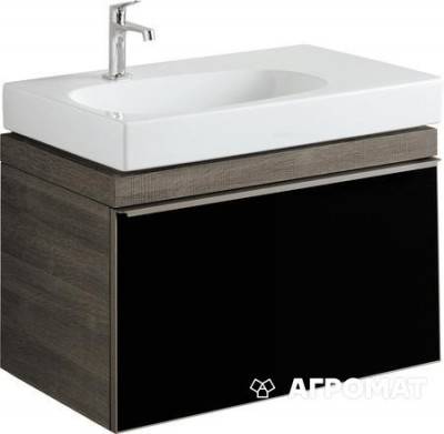 Будкрам купити Citterio Шафка під умивальник 734х554х504 мм, корпус: темний дуб, фасад: скляна панель чорного кол