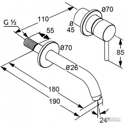 Будкрам купити Bozz Зовнішня частина змішувача д/раковини, зі стіни Bozz Зовнішня частина змішувача д/раковини, зі стіни 3