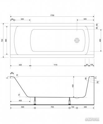 Будкрам купити KORAT Ванна 170x70 + ніжки PW01 KORAT Ванна 170x70 + ніжки PW01 2