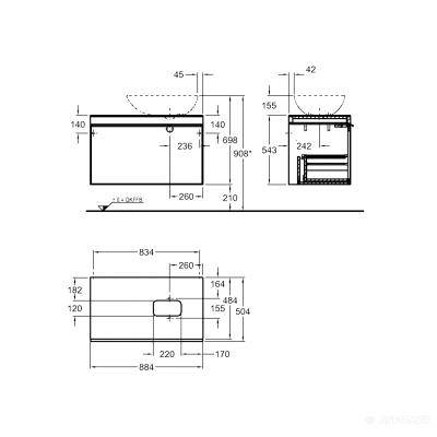 Будкрам купить Citterio Шкафчик под умывальник 884x543x504 мм, со стеклянной поверхностью с вырезом под сифон, корпус: мир Citterio Шкафчик под умывальник 884x543x504 мм, со стеклянной поверхностью с вырезом под сифон, корпус: мир 2