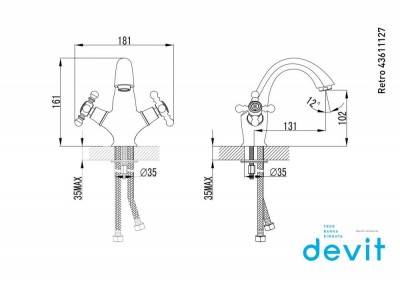 Будкрам купить RETRO 2.0 Смеситель для раковины с донным клапаном 01011100 RETRO 2.0 Смеситель для раковины с донным клапаном 01011100 2