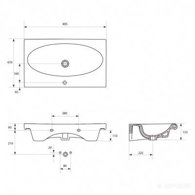 Будкрам купить NATURE Раковина-80 для тумб отв.центр NATURE Раковина-80 для тумб отв.центр 2