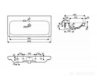 Будкрам купить LIFE! Умывальник 100см, 1 отверстие LIFE! Умывальник 100см, 1 отверстие 2