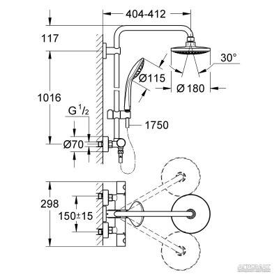 Будкрам купить Euphoria Cosmopolitan 180 душевая система, хром Euphoria Cosmopolitan 180 душевая система, хром 2