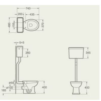 Будкрам купити CLASSIC Унітаз + високий бачок + зливна труба CLASSIC Унітаз + високий бачок + зливна труба 2
