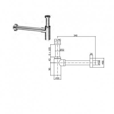Будкрам купити сифон для раковини, чорн.мат