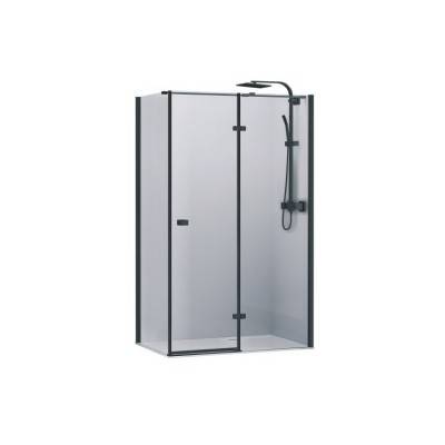 Будкрам купити UP Кабіна душова, квадратна,ліва, розпашна, колір - чорний матовий, 90х90, без піддона, скло прозоре
