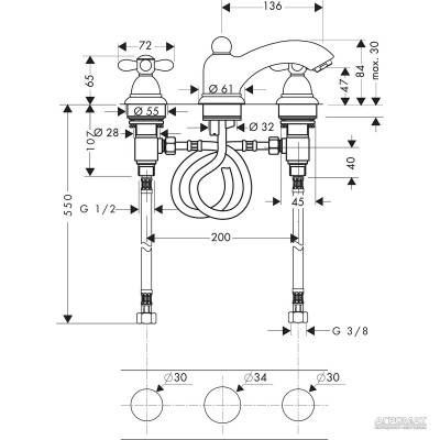 Будкрам купити Carlton Змішувач 3-отв. д/раковини Carlton Змішувач 3-отв. д/раковини 3