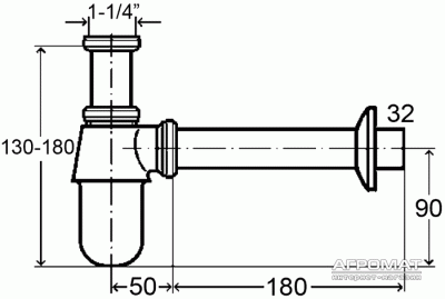 Будкрам купить Сифон для дон.клапана, хром Сифон для дон.клапана, хром 2