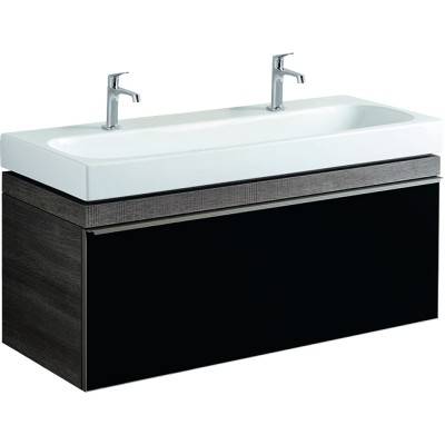 Будкрам купити Citterio Тумба під умивальник 120 см, з 1 висув.ящиком, корпус: сіро-коричневий дуб; фасад: скляна панель чорного кольору