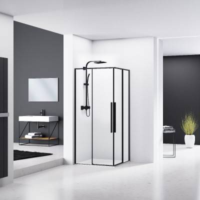 Будкрам купити ART Кабіна душова, квадратна, розсувна, колір - чорний матовий, 100х100, без піддона, скло прозоре ART Кабіна душова, квадратна, розсувна, колір - чорний матовий, 100х100, без піддона, скло прозоре 3