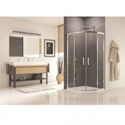 Будкрам купити OCELIA  Душове огородження 1/4 кола, з двохстворковими розсувними дверима 900Х900х1900, скло прозоре, алюм.хром (1пак)