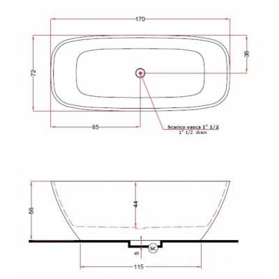 Будкрам купити BRIO Ванна із штучного каменю 170 x 72 x 56h, білий матовий BRIO Ванна із штучного каменю 170 x 72 x 56h, білий матовий 2