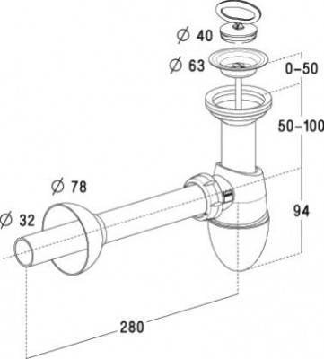 Будкрам купити EASYPHON Сифон для раковини з сіточкою EASYPHON Сифон для раковини з сіточкою 2