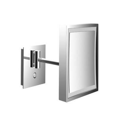 Будкрам купити Дзеркало косметичне настінне 203х203 мм. з LED підсвічуванням вмикач сенсор дотику, збільшення х3, пряме підключення, змінна температура світла, хром