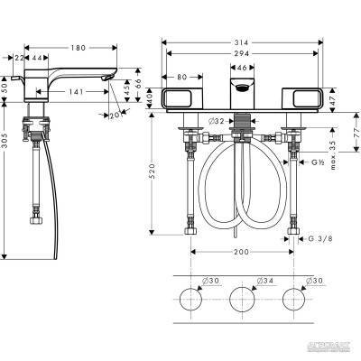 Будкрам купити Urquiola Змішувач 3-отв. д/раковини Urquiola Змішувач 3-отв. д/раковини 2