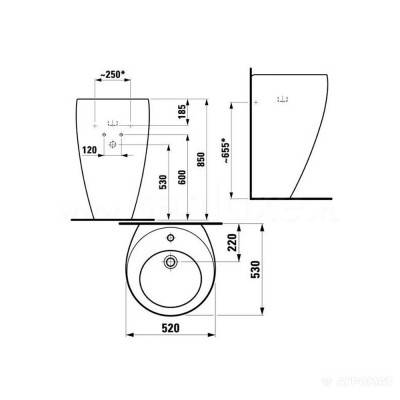 Будкрам купити ALESSI ONE Раковина 520x530, пристінна, біла ALESSI ONE Раковина 520x530, пристінна, біла 2