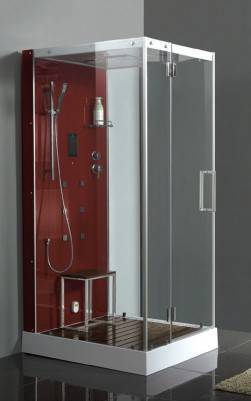 Будкрам купити FRESH Бокс паровий 900*1100*2200 + дерев. настил (5 частин), панель червона, ліве відкривання