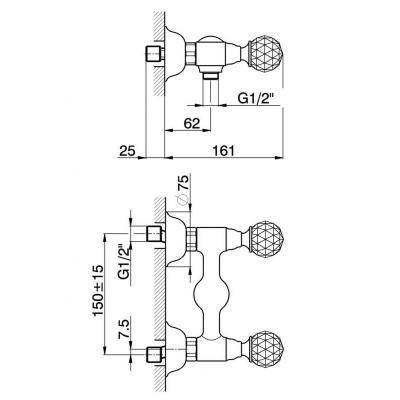 Будкрам купити Charlestone Змішувач д/душу, золото Charlestone Змішувач д/душу, золото 2