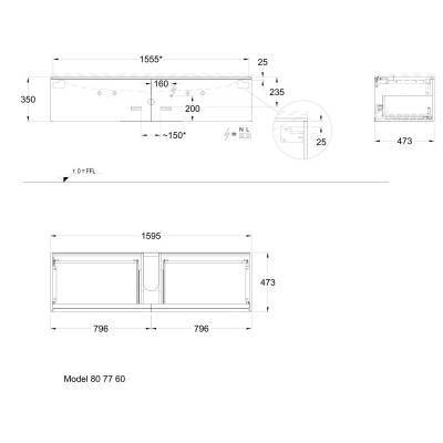 Будкрам купить Xeno2 Шкафчик под умывальник 1595х350х475 мм, 2 ящика, белый глянец Xeno2 Шкафчик под умывальник 1595х350х475 мм, 2 ящика, белый глянец 2