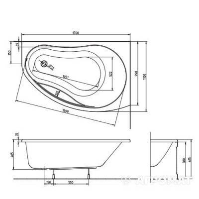 Будкрам купити Ванна акрилова асимметрична PROMISE 170х110 см, права, у комплектi з нiжками та елементами крiплення, біла (2уп) Ванна акрилова асимметрична PROMISE 170х110 см, права, у комплектi з нiжками та елементами крiплення, біла (2уп) 3