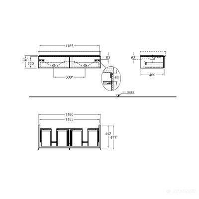 Будкрам купить iCon Шкафчик под умывальник подв. 1190х240х477 мм белый глянец, лак iCon Шкафчик под умывальник подв. 1190х240х477 мм белый глянец, лак 2