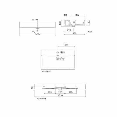 Будкрам купить VENETO Мебельная раковина 121 см, с 1 отверстием под смешаных параз., с переливом, цвет белый глянец VENETO Мебельная раковина 121 см, с 1 отверстием под смешаных параз., с переливом, цвет белый глянец 3