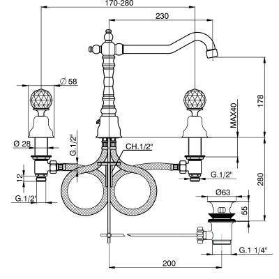 Будкрам купити Charlestone Змішувач д/раковини врізн. на 3 отв., хром Charlestone Змішувач д/раковини врізн. на 3 отв., хром 2