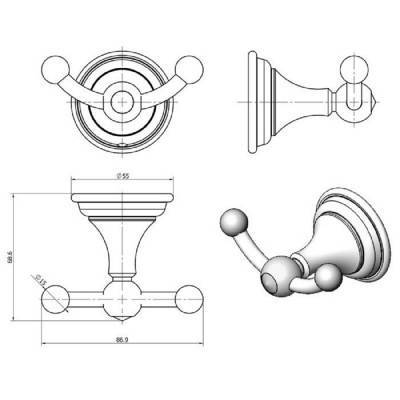 Будкрам купити CLASSIC Гачок подвійний, хром, Swarovski CLASSIC Гачок подвійний, хром, Swarovski 2