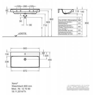 Будкрам купить Xeno2 Умывальник с отв., без перелива 900х480мм КТ Xeno2 Умывальник с отв., без перелива 900х480мм КТ 2