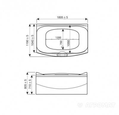Будкрам купить TOGETHER Base Ванна 190х120см без господин. TOGETHER Base Ванна 190х120см без господин. 2