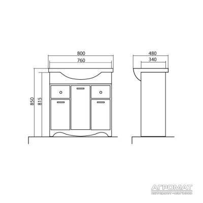 Будкрам купити 08598 КЛАСІК Тумба з раковиною-80 "Нью Класік", біла 08598 КЛАСІК Тумба з раковиною-80 "Нью Класік", біла 3