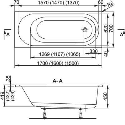 Будкрам купити VPBA177KAS2-01 Kasandra Ванна 170x70+VPSET001 ніжки яскраво біла VPBA177KAS2-01 Kasandra Ванна 170x70+VPSET001 ніжки яскраво біла 3