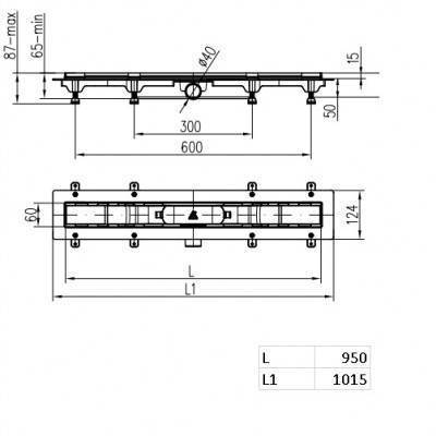 Будкрам купити Душовий канал 950 мм з матовою решіткою Класік та Під плитку, нержавіюча сталь, горизонтальний фланець, кромка з нержавіючої сталі Душовий канал 950 мм з матовою решіткою Класік та Під плитку, нержавіюча сталь, горизонтальний фланець, кромка з нержавіючої сталі 2