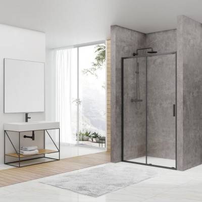 Будкрам купити ART Душові двері 1400, чорний матовий, без піддона, скло прозоре
