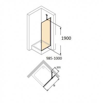 Будкрам купить Design pure Боковая стенка для душевых дверей 800*1900 мм, профиль глянцевый хром, стекло прозрачное Design pure Боковая стенка для душевых дверей 800*1900 мм, профиль глянцевый хром, стекло прозрачное 2
