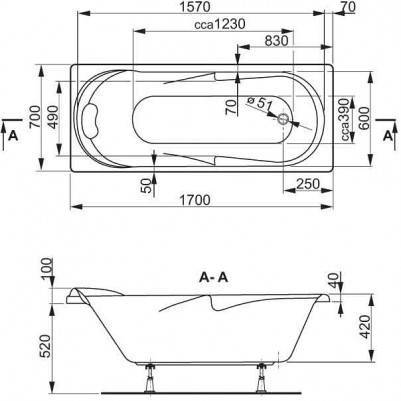 Будкрам купити VPBA177MIA2-01 Minerva Ванна 170x70+VPSET001 ніжки, яскраво біла VPBA177MIA2-01 Minerva Ванна 170x70+VPSET001 ніжки, яскраво біла 2