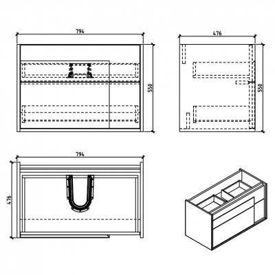 Будкрам купить CITY Тумба 80 с раковиной, серый цвет  CITY Тумба 80 с раковиной, серый цвет  4