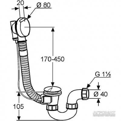 Будкрам купити Rotexa 2000 Сифон д/ванни Rotexa 2000 Сифон д/ванни 2