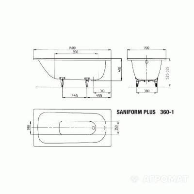 Будкрам купити Mod.360-1 Saniform Plus Ванна 140х70 Mod.360-1 Saniform Plus Ванна 140х70 3