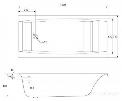 Будкрам купити VIRGO Ванна 160x75 + ніжки PW01(PW04,PW011) VIRGO Ванна 160x75 + ніжки PW01(PW04,PW011) 2