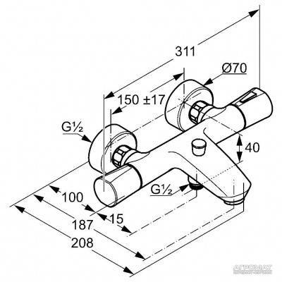 Будкрам купити Zenta white Термостат д/ванни. білий/хром Zenta white Термостат д/ванни. білий/хром 2