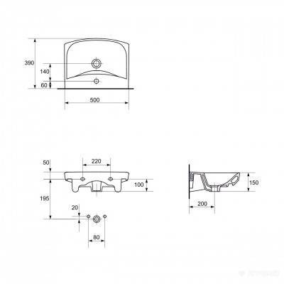 Будкрам купити CARINA Раковина-50 з отв. CARINA Раковина-50 з отв. 2