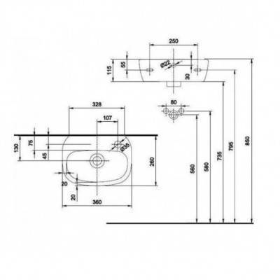 Будкрам купить STYLE Умывальник 36см, с отверстием справа STYLE Умывальник 36см, с отверстием справа 2