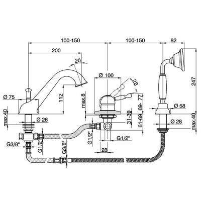 Будкрам купити Charlestone Змішувач д/ванни врізний на 3 отв., золото Charlestone Змішувач д/ванни врізний на 3 отв., золото 2