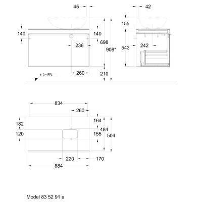 Будкрам купить Citterio Шкафчик под умывальник 884x543x504 мм, со стеклянной поверхностью с вырезом под сифон, корпус: темн.дуб, фасад: стеклянная панель черная Citterio Шкафчик под умывальник 884x543x504 мм, со стеклянной поверхностью с вырезом под сифон, корпус: темн.дуб, фасад: стеклянная панель черная 2