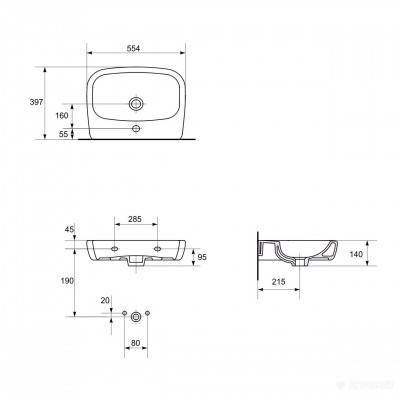 Будкрам купити FACILE Раковина-55 отв.центр. FACILE Раковина-55 отв.центр. 2
